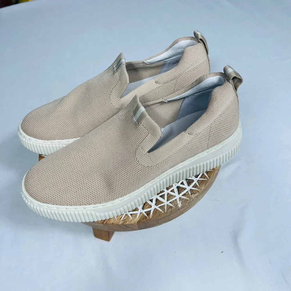 Sofft Frayda Knit Slip On Sneakers Taupe Beige Mesh Low Top Flatform Shoes 8M